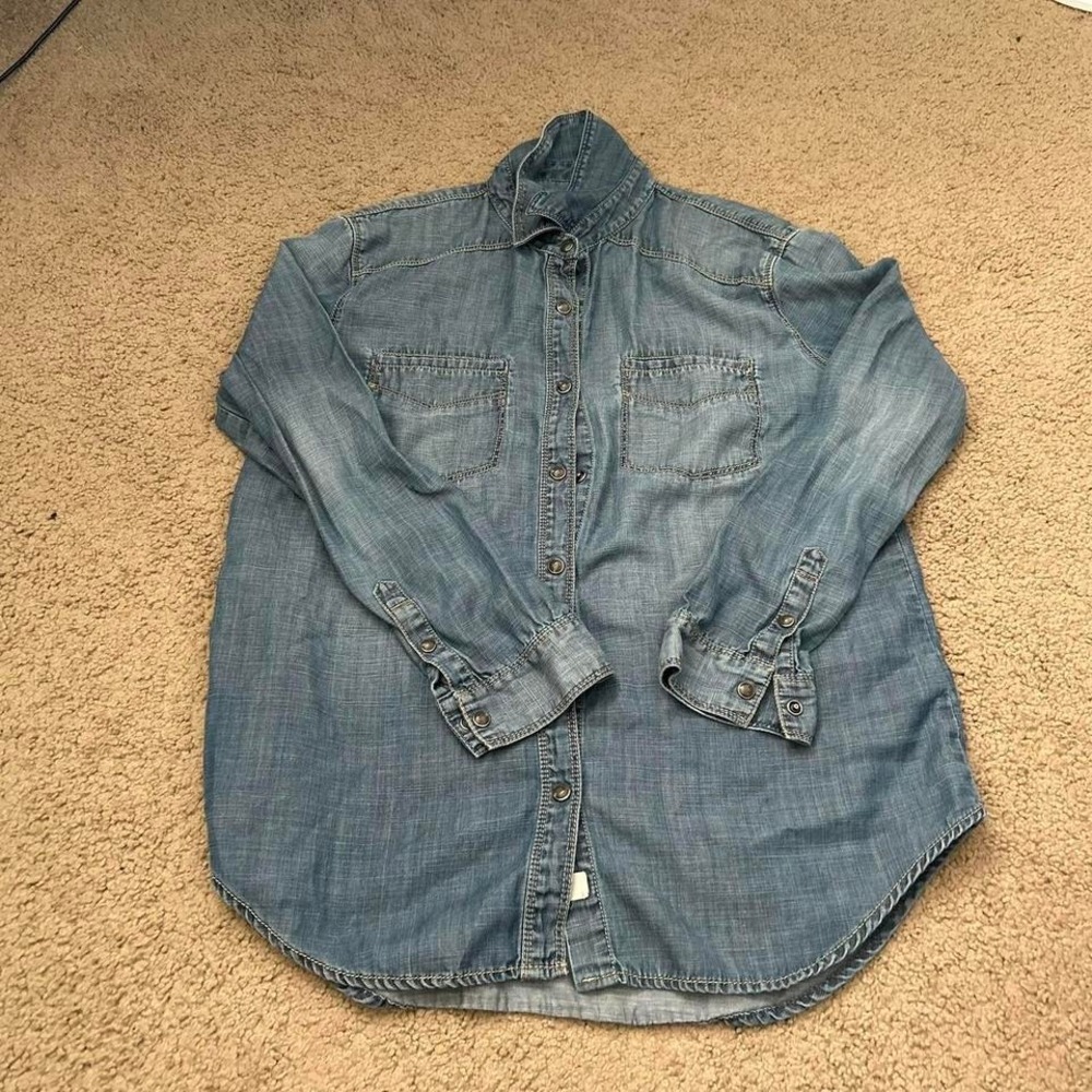 Treasure & Bond Navy blue denim button-up shirt